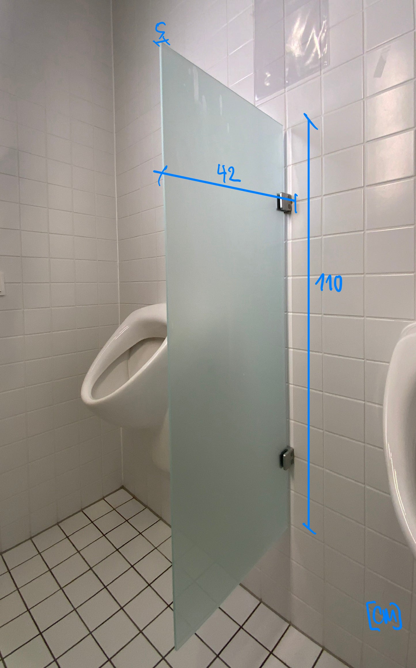 Urinal-Schamwand - Milchglas 42x110x0.5 cm