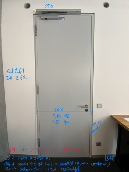 SCHÖRGHUBER ehem. Brandschutztür 1-flüglig - DIN L 106x269x10.5 cm