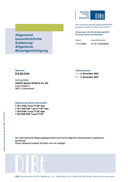 Doppelflügelige Brandschutztür Glas T30-2-RS-FSA B1870 H2500 (DinR Klinke)