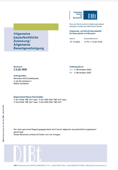 Brand- Rauchschutztür T30-2-RS Glas Hörmann mit seitlichen Öffnungsflügel B1720 H2125 (DIN R/L)