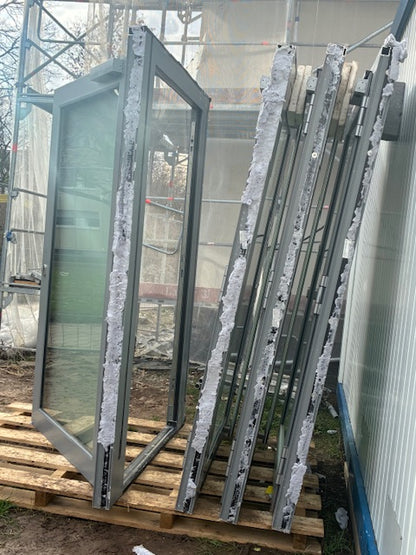 Tür / Türanlage DIN R - Außen - Aluminium mit Glaseinsatz 1160x2055mm BxH